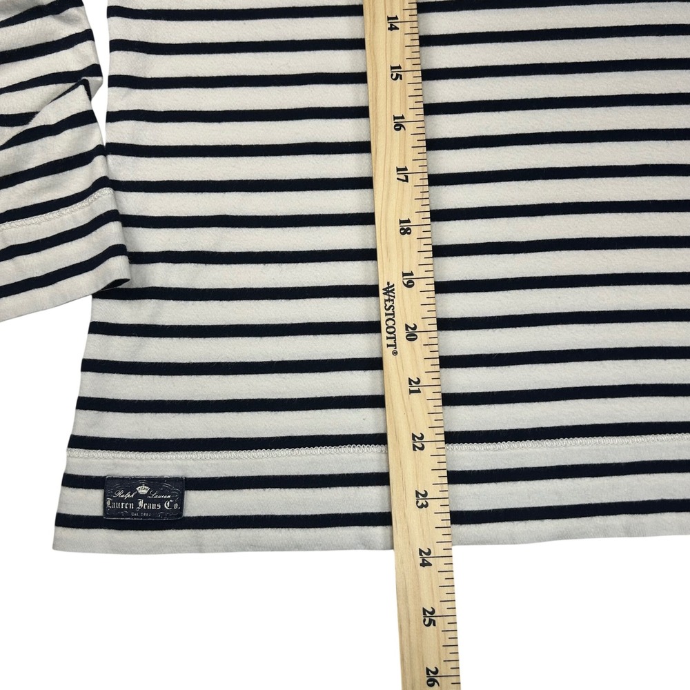 Lauren Ralph Lauren Jeans Co Navy White Striped Cotton Long Sleeve‎ Top XL - Picture 9 of 10